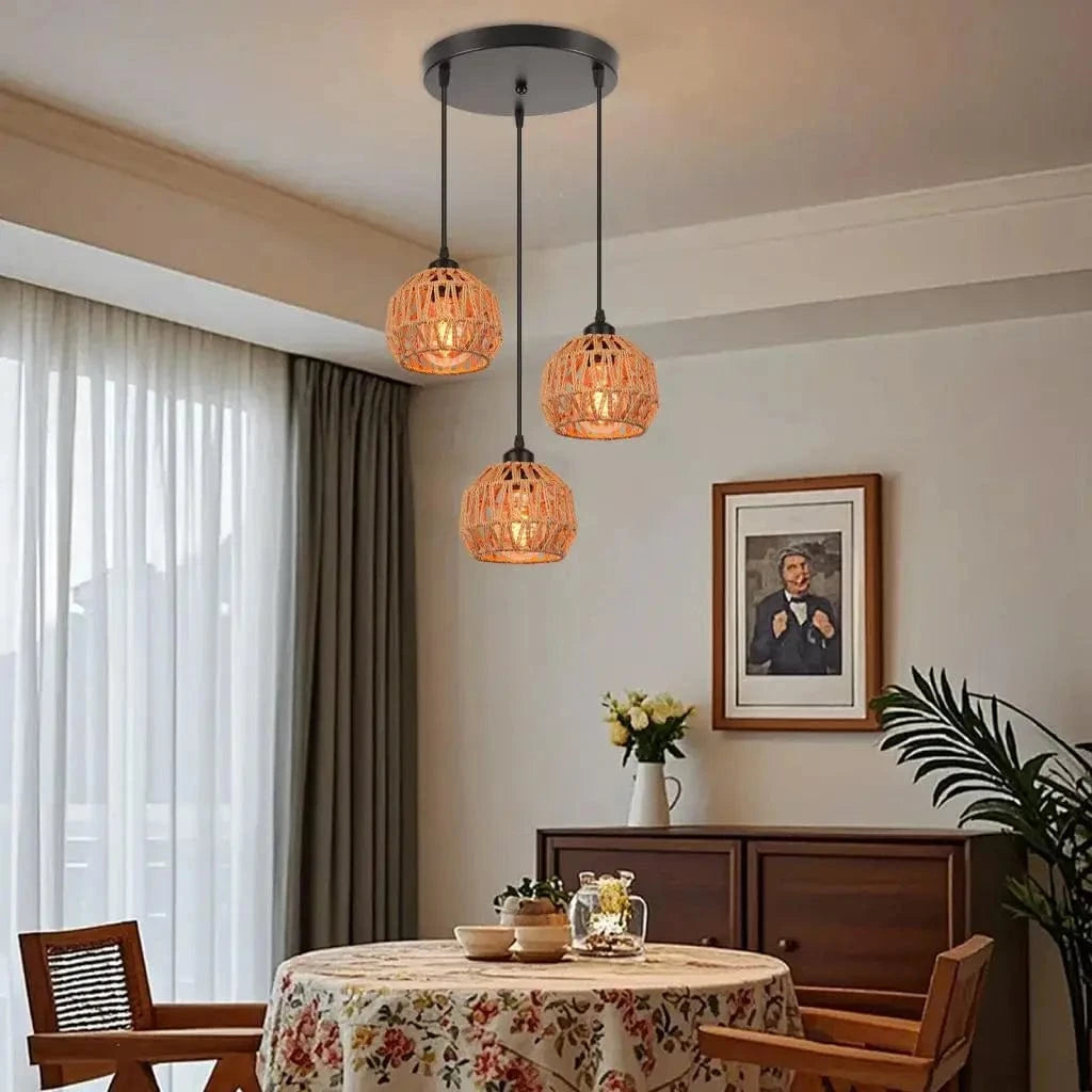 Suspension triple en corde de chanvre