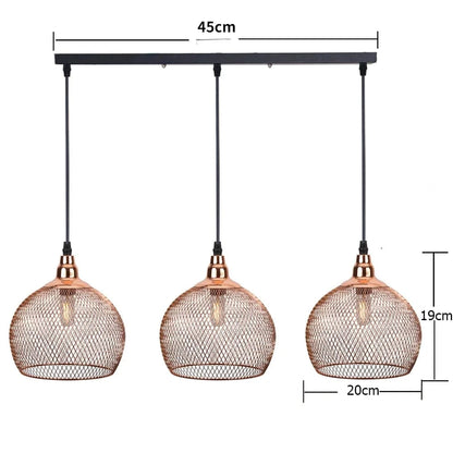rose gold-Long plate / Not including light Suspension triple en tête cuivrée