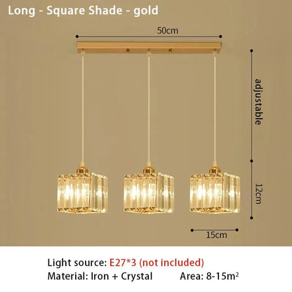 1917L gold square Suspension Triple en verre côtelé
