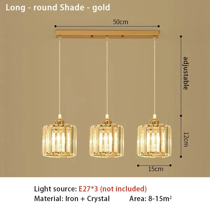 1918L gold round Suspension Triple en verre côtelé