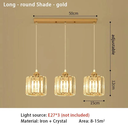 1918L gold round Suspension Triple en verre côtelé
