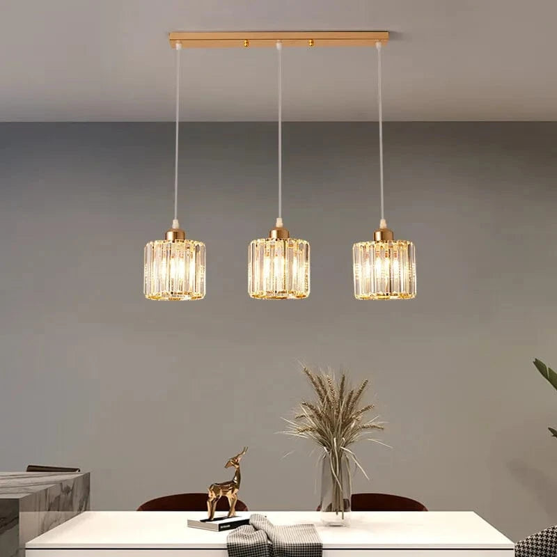 Suspension Triple en verre côtelé