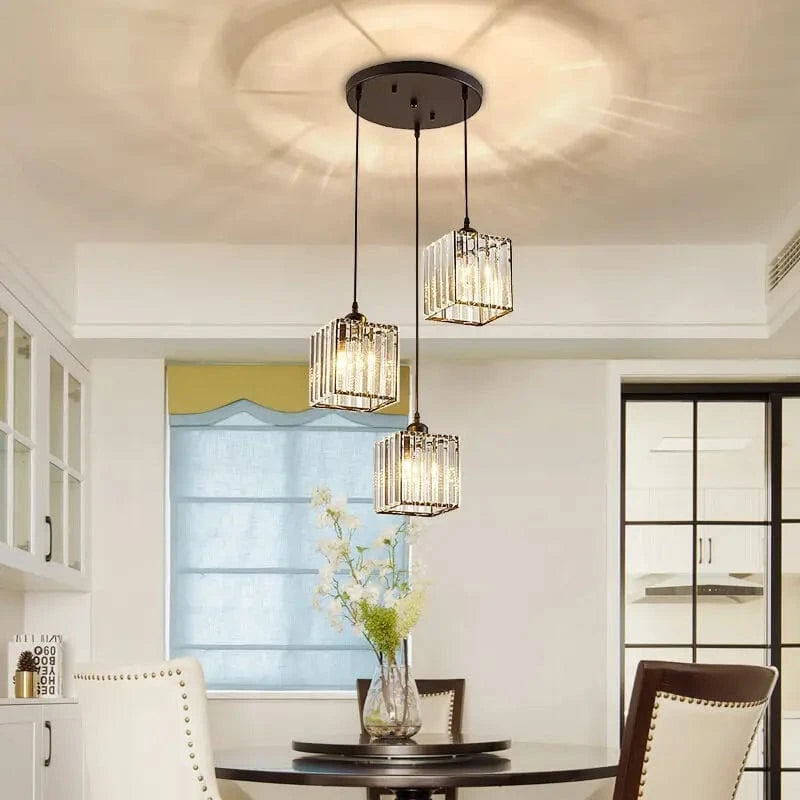 Suspension Triple en verre côtelé