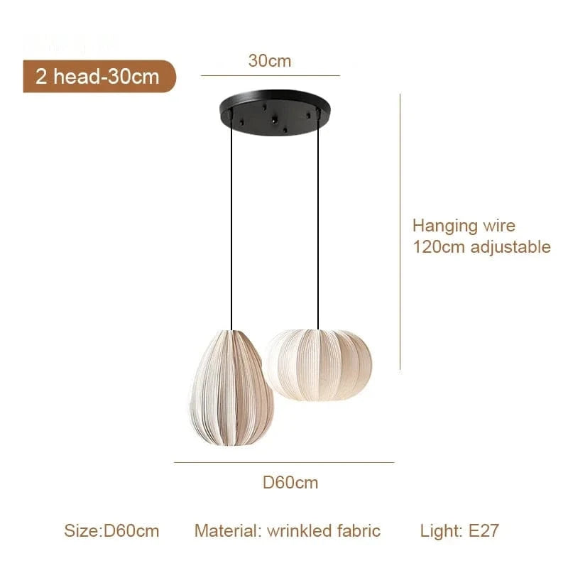 2 head A B D30cm / 3 light effects Suspensions en tissu plissé
