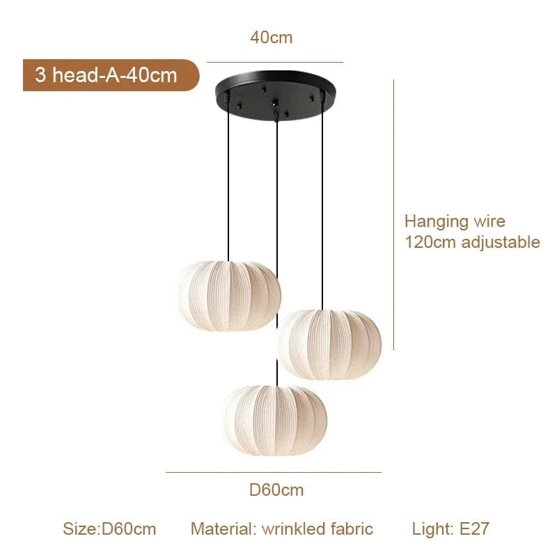 3 head A D40cm / 3 light effects Suspensions en tissu plissé