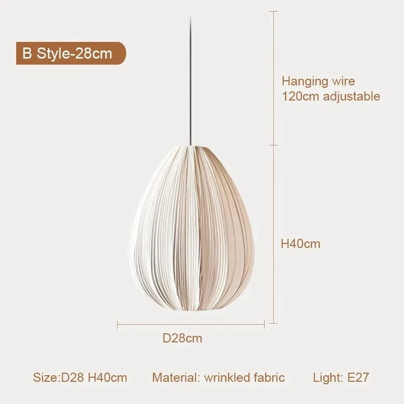 B style D28cm / 3 light effects Suspensions en tissu plissé