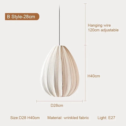 B style D28cm / 3 light effects Suspensions en tissu plissé