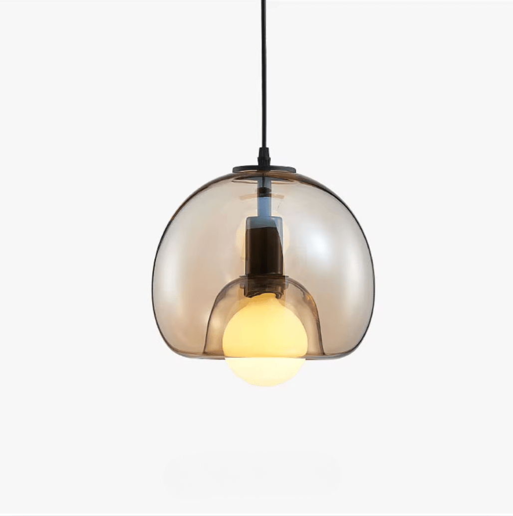 1 TÊTE / AMBRE Suspensions en verre teinté