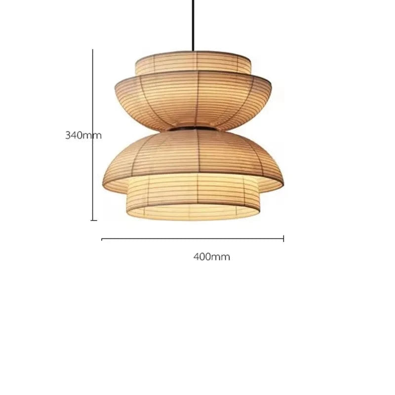 B 40cm / Beige / cold light Suspensions Japonaise en papier Wabi-Sabi