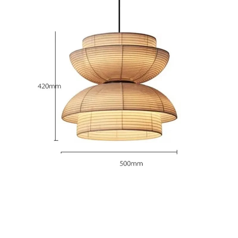 B 50cm / Beige / cold light Suspensions Japonaise en papier Wabi-Sabi