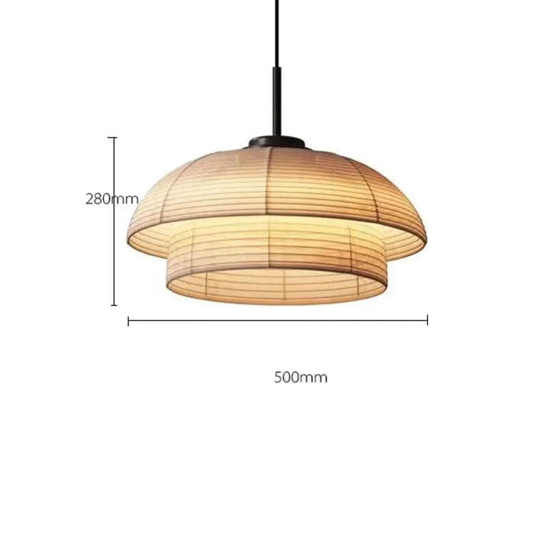 D 50cm / Beige / Warm light Suspensions Japonaise en papier Wabi-Sabi