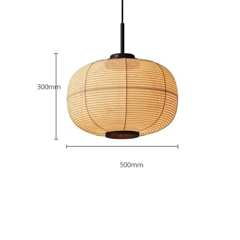 E 50cm / Beige / Warm light Suspensions Japonaise en papier Wabi-Sabi