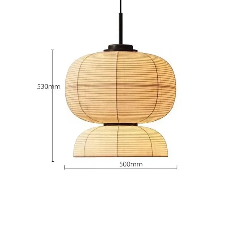 F 50cm / Beige / Warm light Suspensions Japonaise en papier Wabi-Sabi
