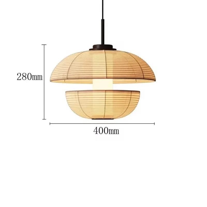 G 40cm / Beige / Warm light Suspensions Japonaise en papier Wabi-Sabi