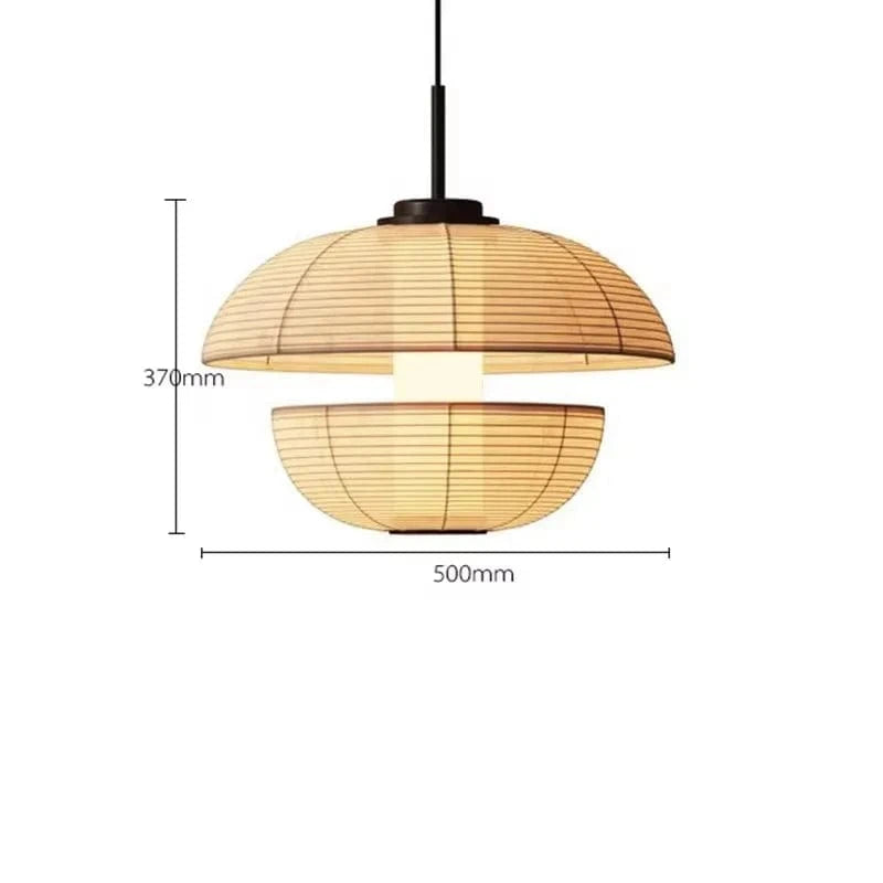 G 50cm / Beige / Warm light Suspensions Japonaise en papier Wabi-Sabi