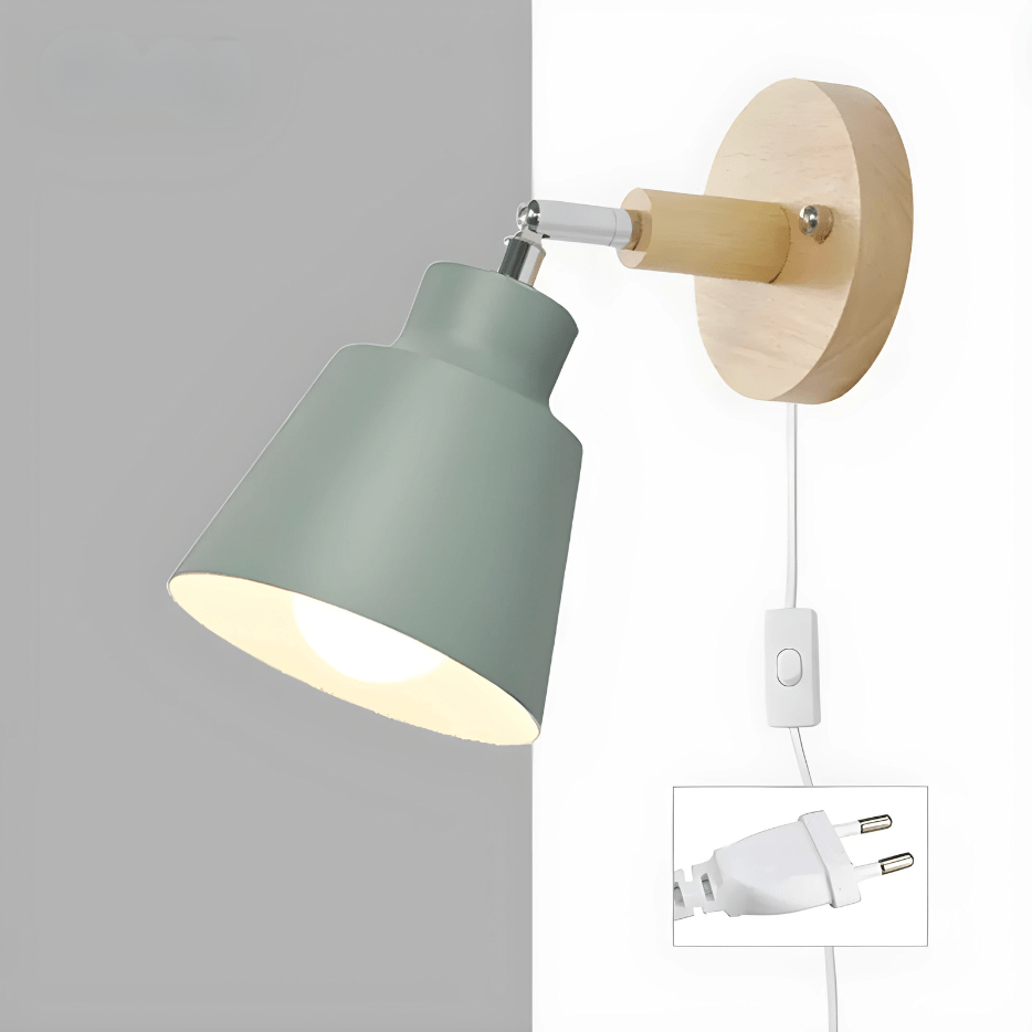 VERT / EUROPE Applique murale avec interrupteur et prise